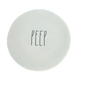 Rae Dunn PEEP Set of 4 Plates White Ceramic Easter Spring Home Kitchen NWOT